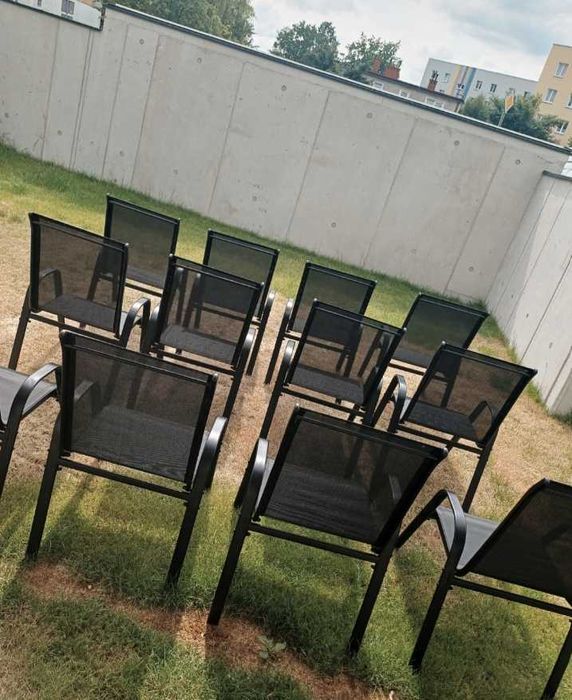 Krzesło Ogrodowe Minorka Zestaw 4x Czarny Metalowy Na Taras I Balkon