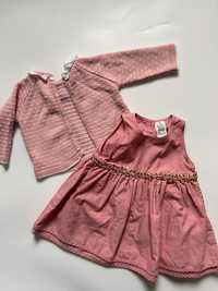 Rozowa sukienka dla dziewczynki różowy sweterek 62