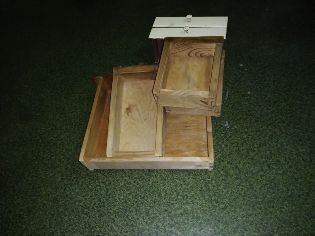 Drewniane szuflady, szufladki z Prl