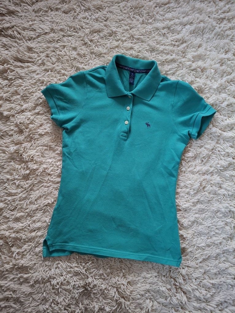 Seledynowa polówka Ambercrombie, tshirt z kolnierzykiem
