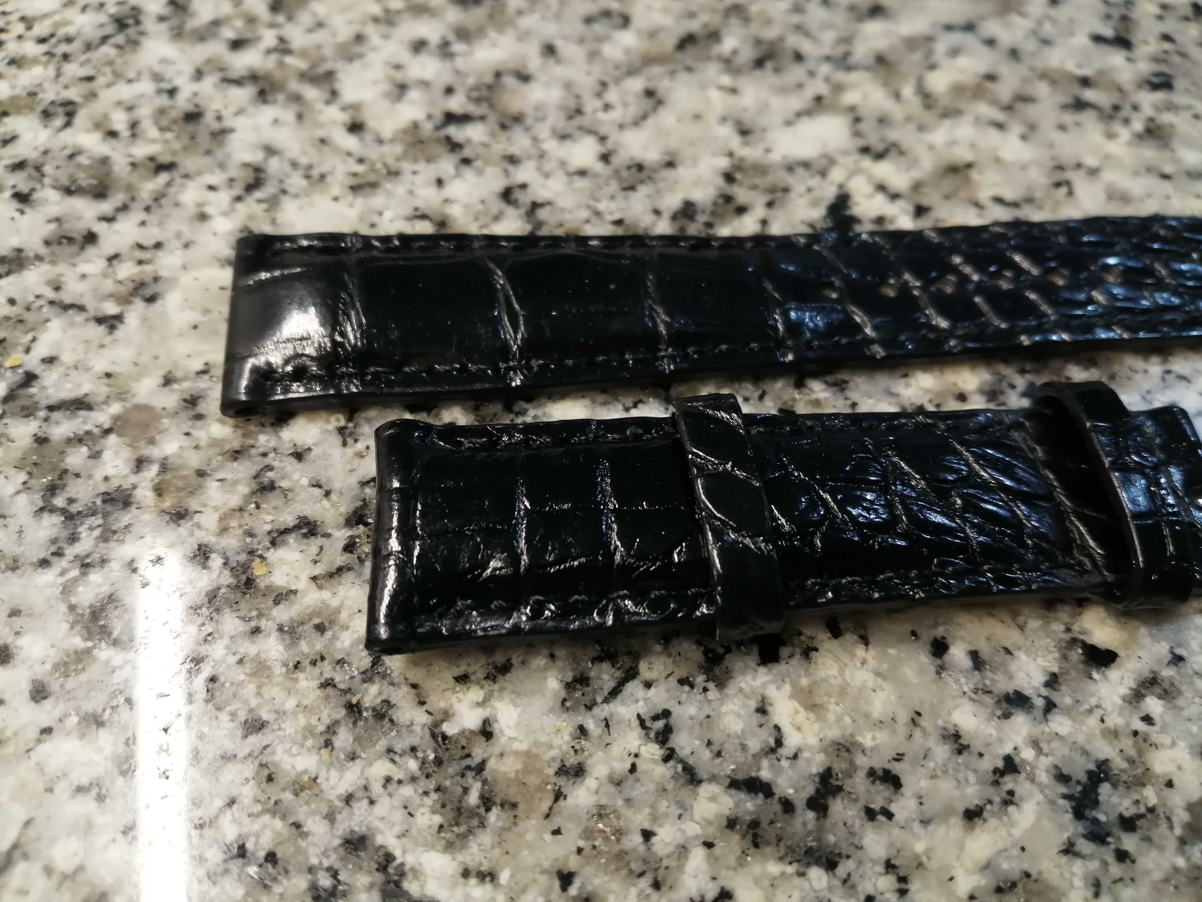 Bracelete de Crocodilo real para relógio de pulso 20mm preto