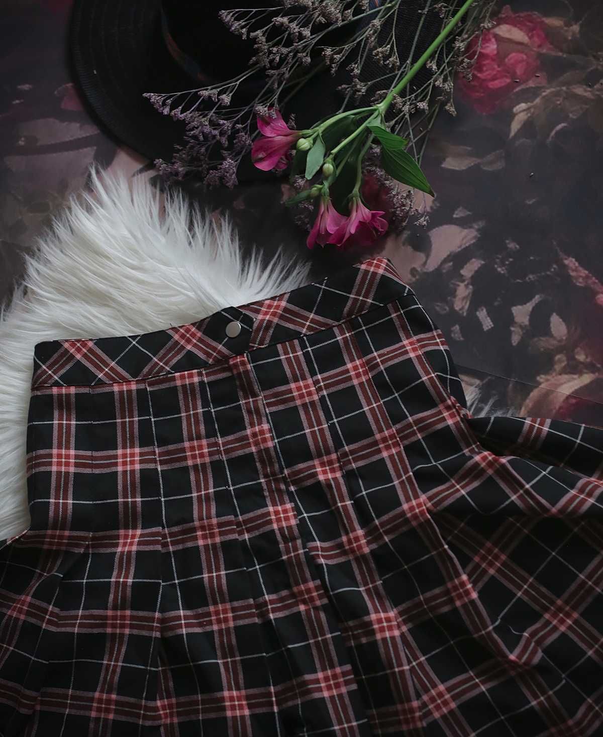 Plisowana spódniczka w kratę H&M tartan vintage boho punk cosplay