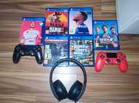 PS4 PRO 1TB /2 comandos, phones Sony e jogos