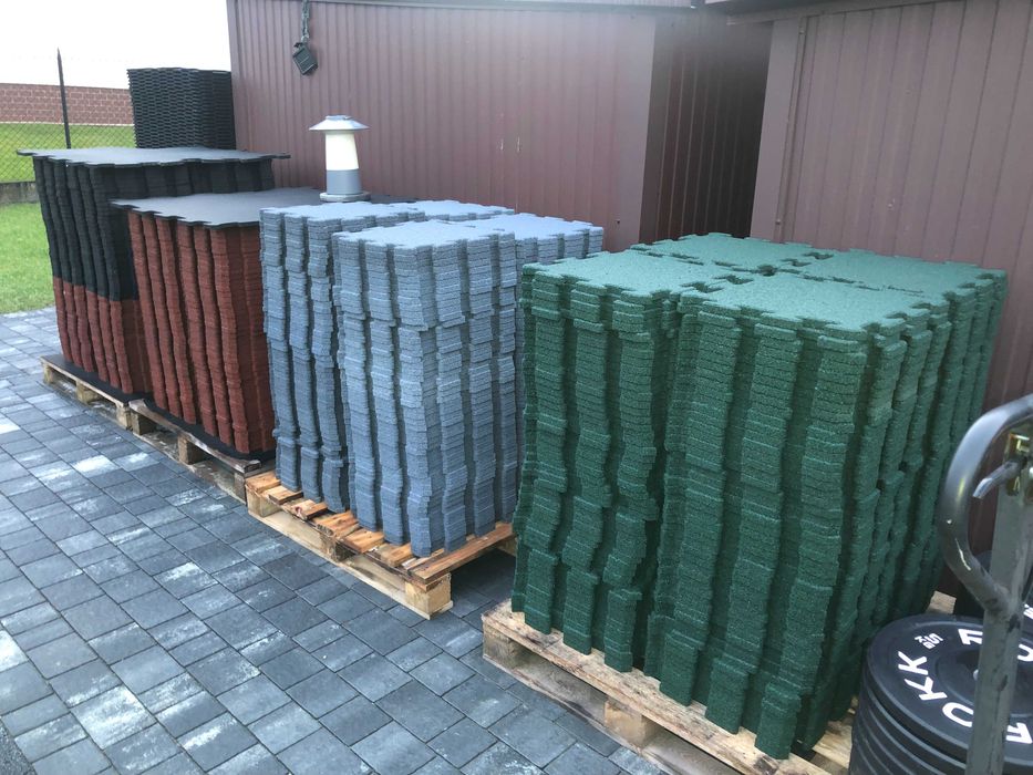 Puzzle gumowe mata podłoga nawierzchnia zielona 20mm 40x40