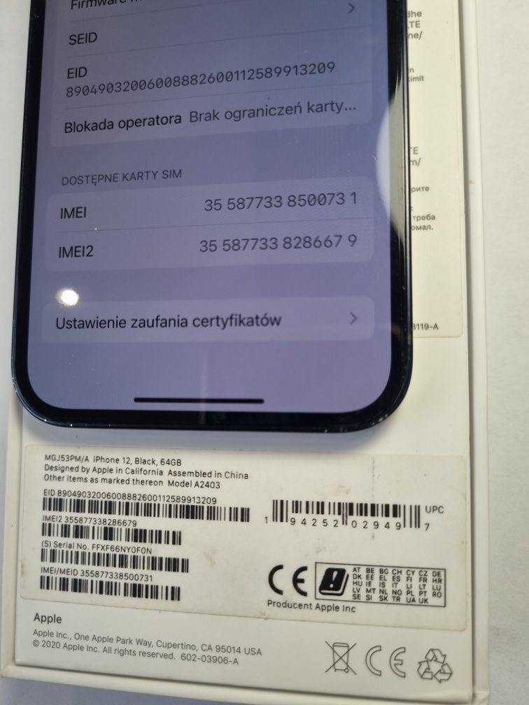 Iphone 12 64gb bateria 100% komplet