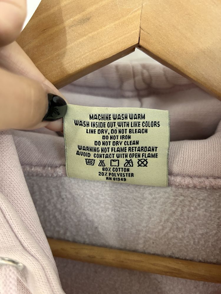 Bluza różowa pudrowy róż gruba z kapturem kangur bawełna bawełniana