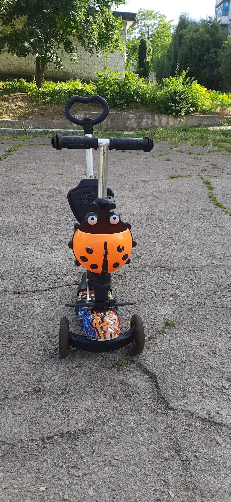 Детский трехколесный самокат Scooter 5 в 1 с родительской ручкой, сиде