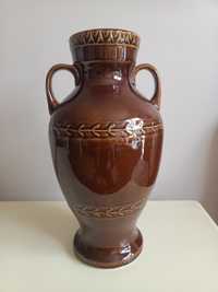 Duży wazon ceramiczny, brązowa waza, dzban, vintage PRL , retro, brąz