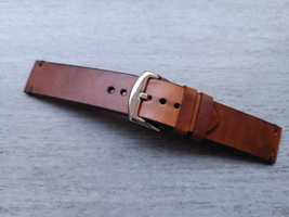 Skórzany pasek zegarka 22 mm M orzech laskowy czarne przeszycia