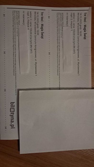 2 bilety Tre Voci Magia Świąt 14.12.2025 Wrocław