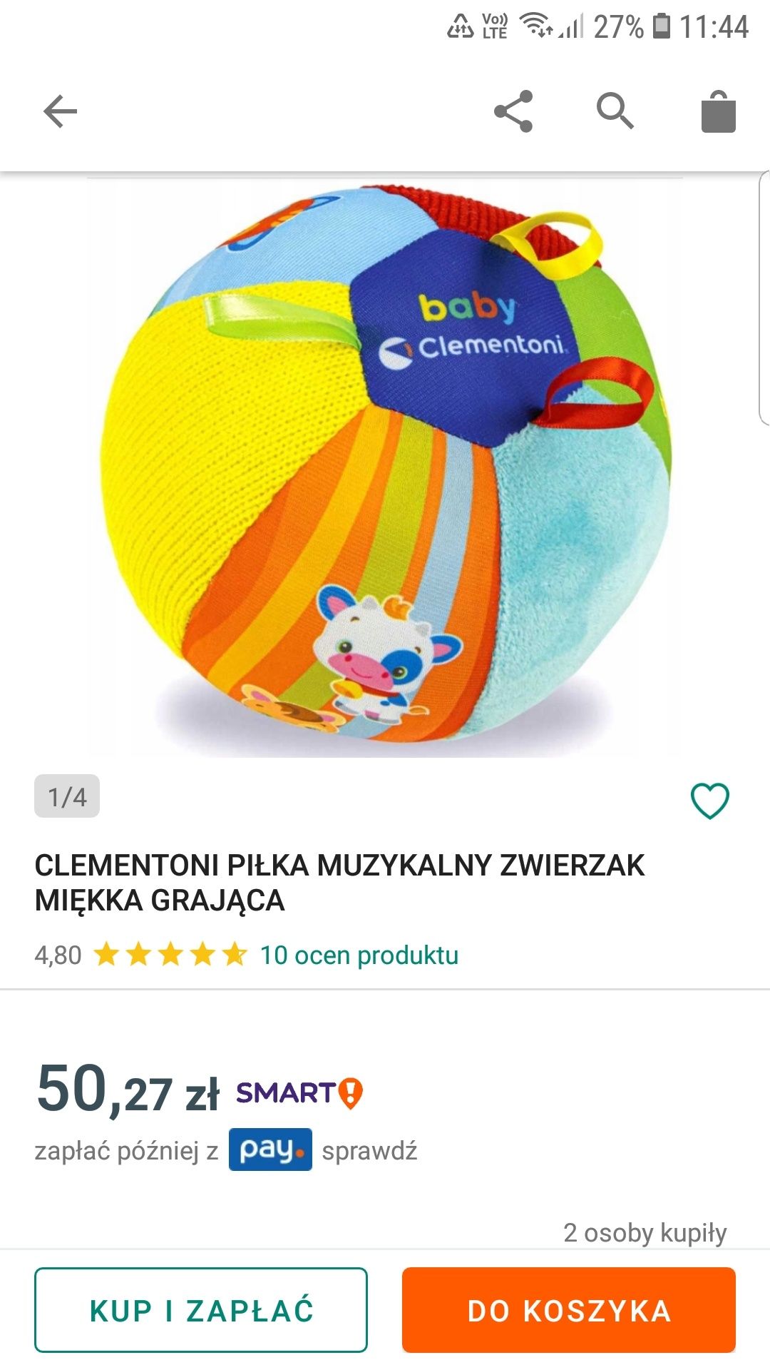 Piłka sensoryczna grająca miękka baby clementoni