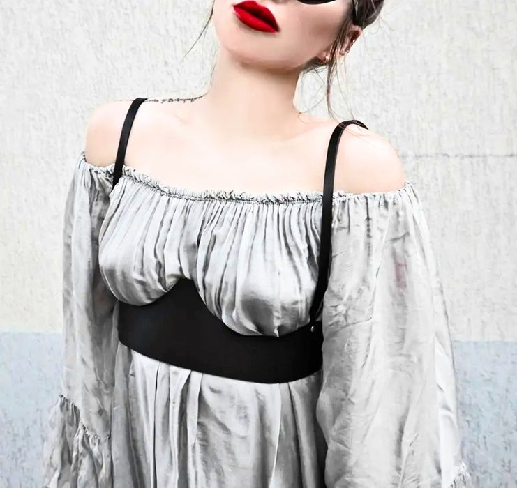 Szeroki Pas Gorsetowy Harness Top Uprząż Gotycka Nowa