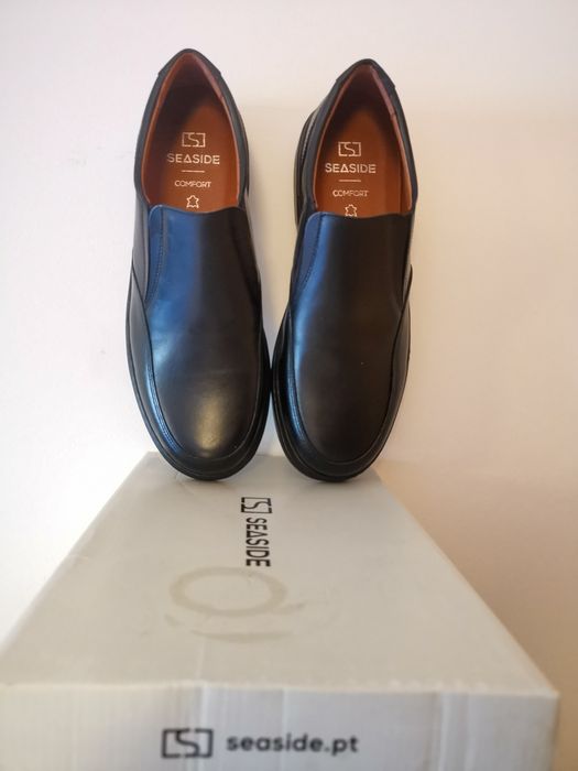 Sapatos em pele preta Seaside Comfort novos n°45