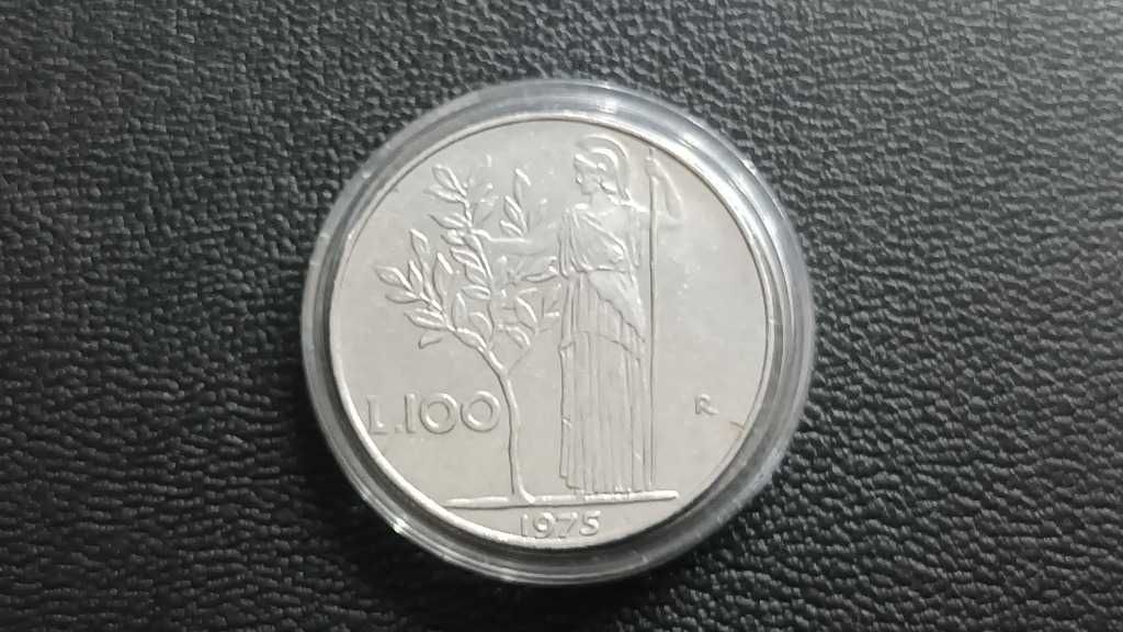 Moneta Italia 100 Lira 1975 Roma Piękna
