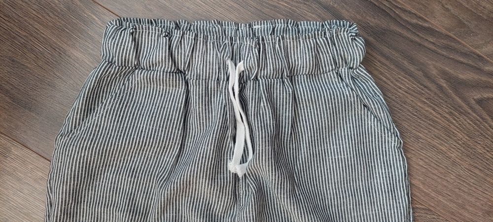 Spodnie damskie letnie szare w białe paseczki XS