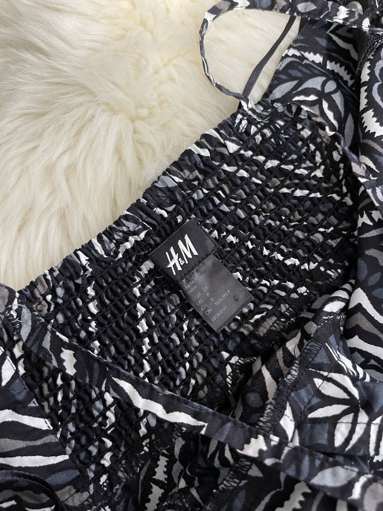 H&M letnia bawełniana sukienka we wzory czarna biała 38 M