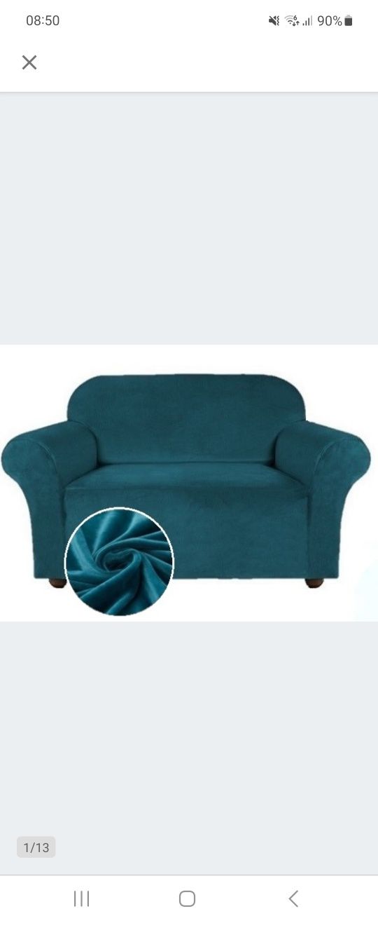 Pokrowiec na sofę , fotel welur turkus