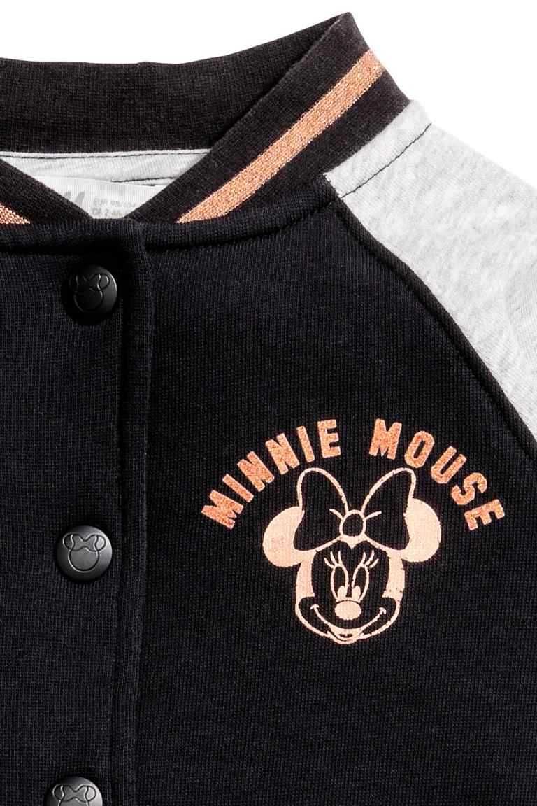 Bluza bejsbolowa H&M szaro czarna złoty myszka Minnie Mini 122-128