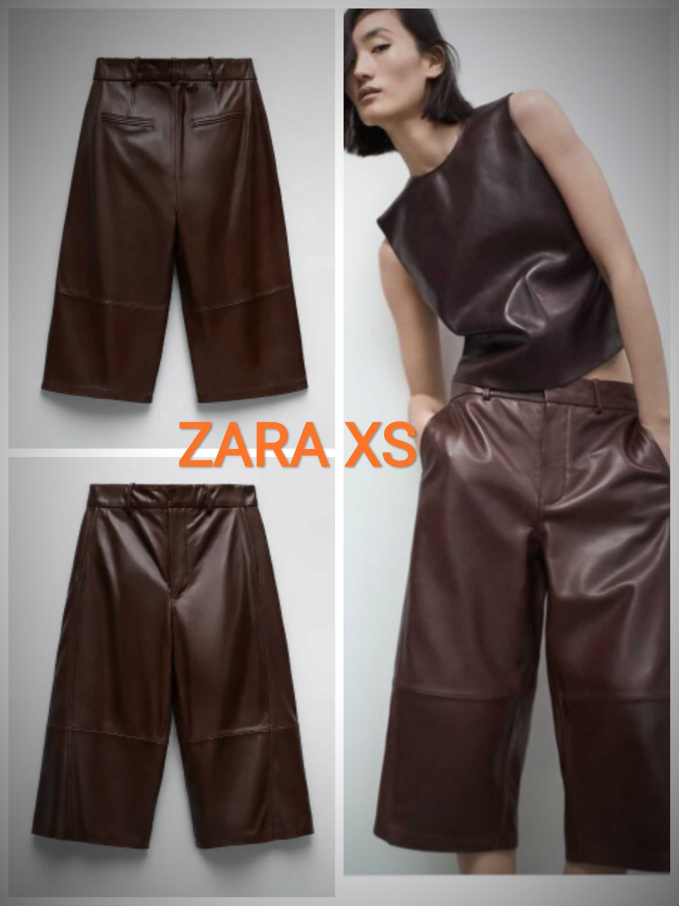 бермуды кюлоты шорты кожа ZARA р. XS