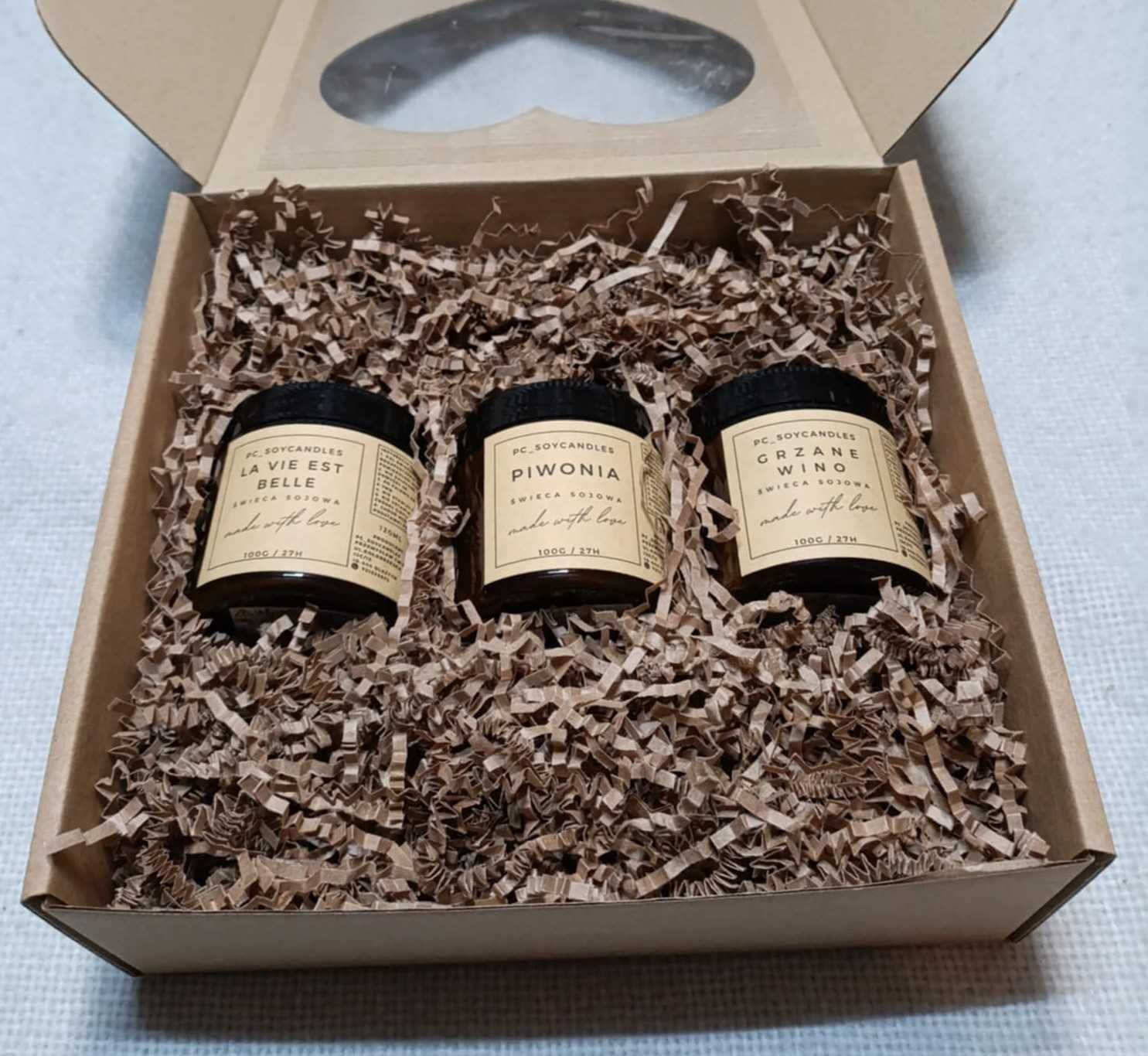 Zestaw Prezentowy Świece Sojowe Zapachowe 3x120ml Serce