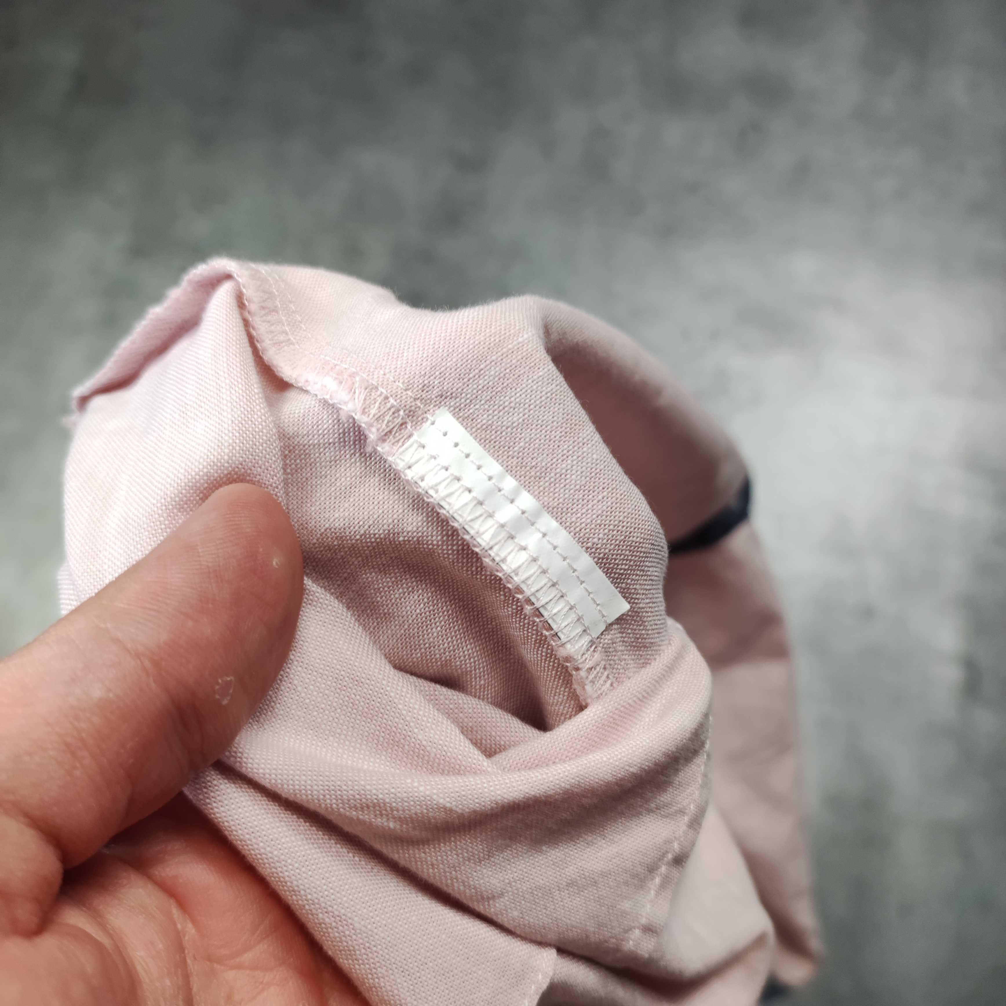 MĘSKA Koszula Elegancka PREMIUM Pudrowy Róż Krótki Rękaw Hugo Boss
