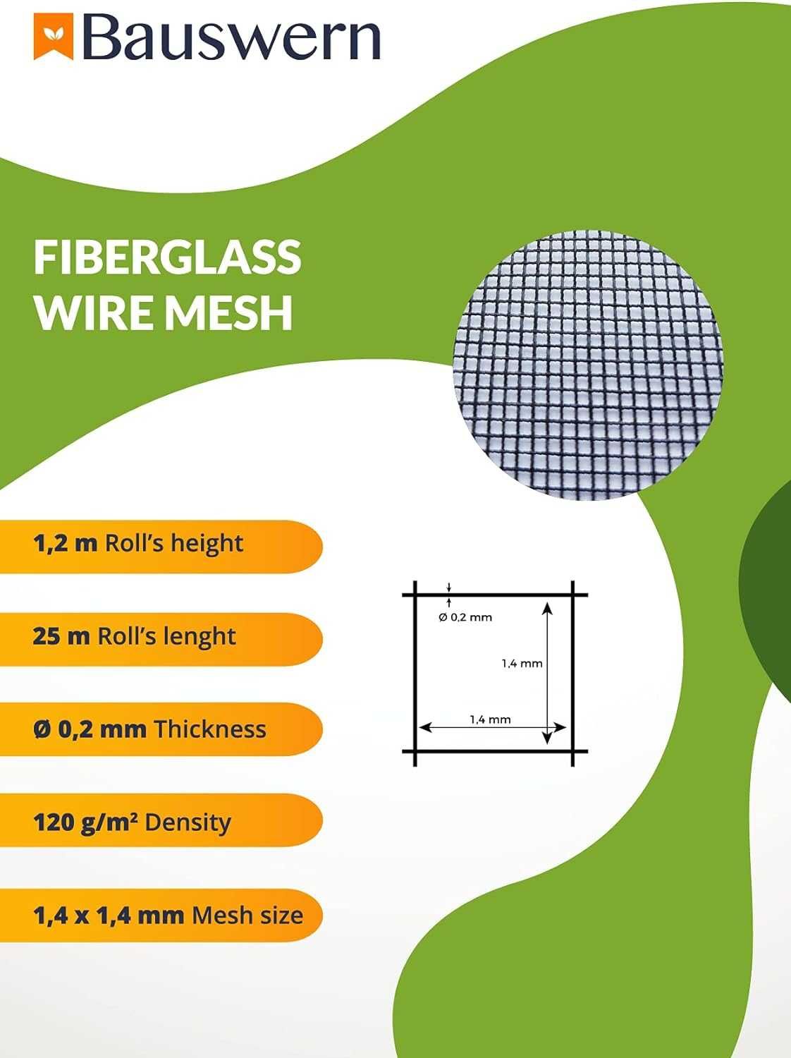 Nowa siatka przeciw owadom Bauswerm 1,2x25m / 1,4x1,4mm !3905!