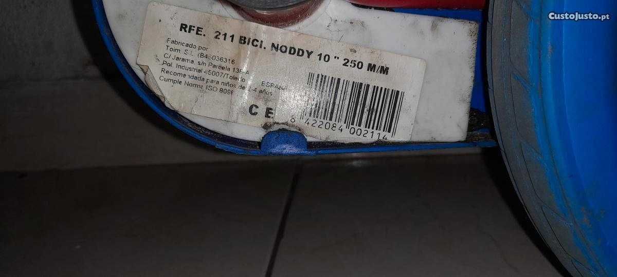 Bicicleta do Noddy 10" com suporte para adulto, sem rodinhas,