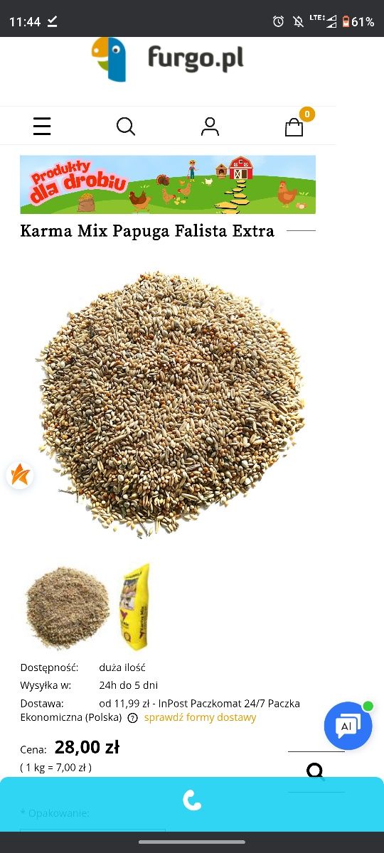 Karma dla papug falistych 4kg mix