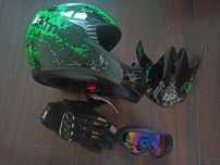 Kask Crosowy Zielony Quad Enduro ATV. Rozmiar Y-S
