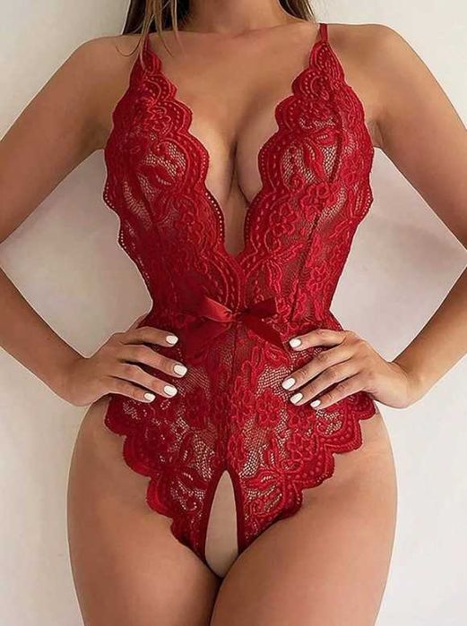 Lingerie sexy body com abertura