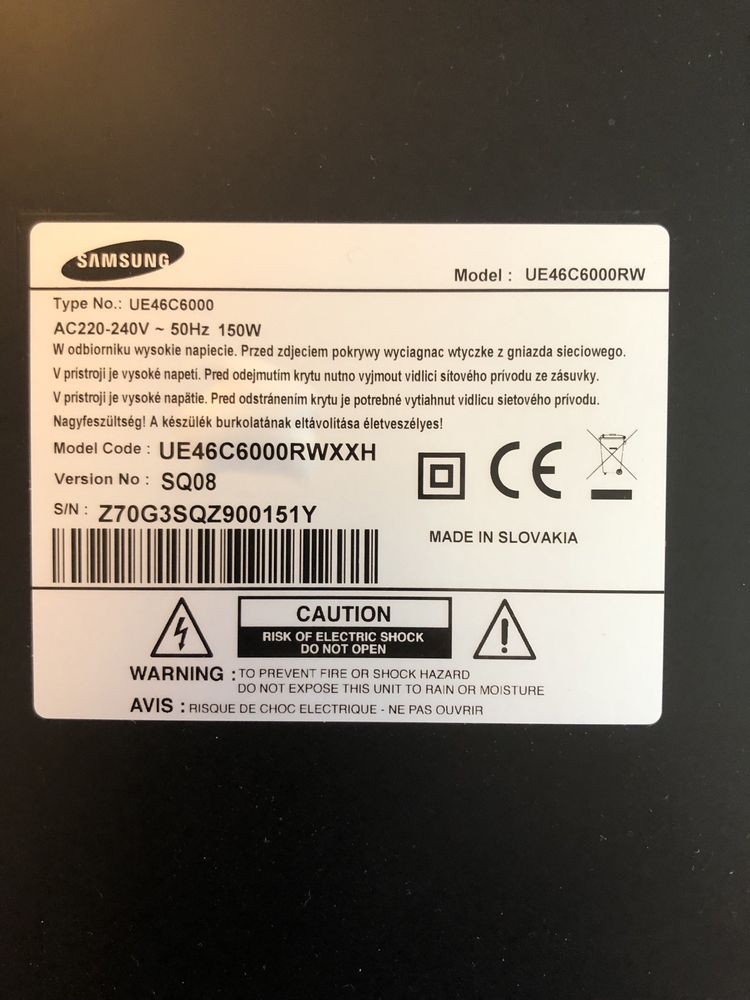Telewizor Samsung 46” UE46C6000RWXXH