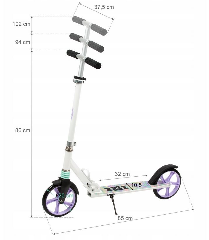 Wxm Hulajnoga Miejska Składana Duża Koła 200Mm Amortyzator Driff Fluid