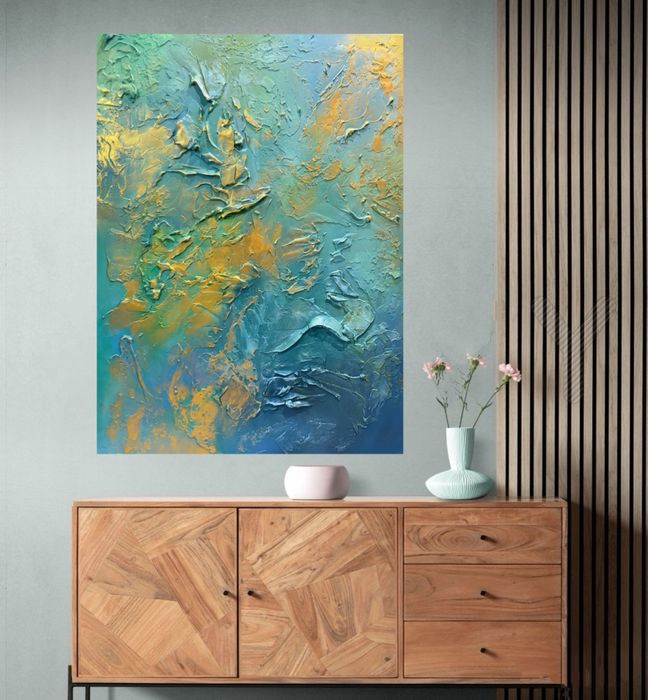 Obraz abstrakcyjny abstrakcja recznie malowany strukturalny