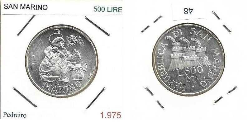 San Marino -- 500 Lire - 1975 -  Agência Numismática -  Moeda de Prata