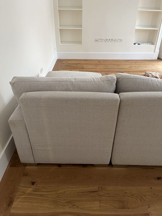 Sofá com chaise longue Cinzento