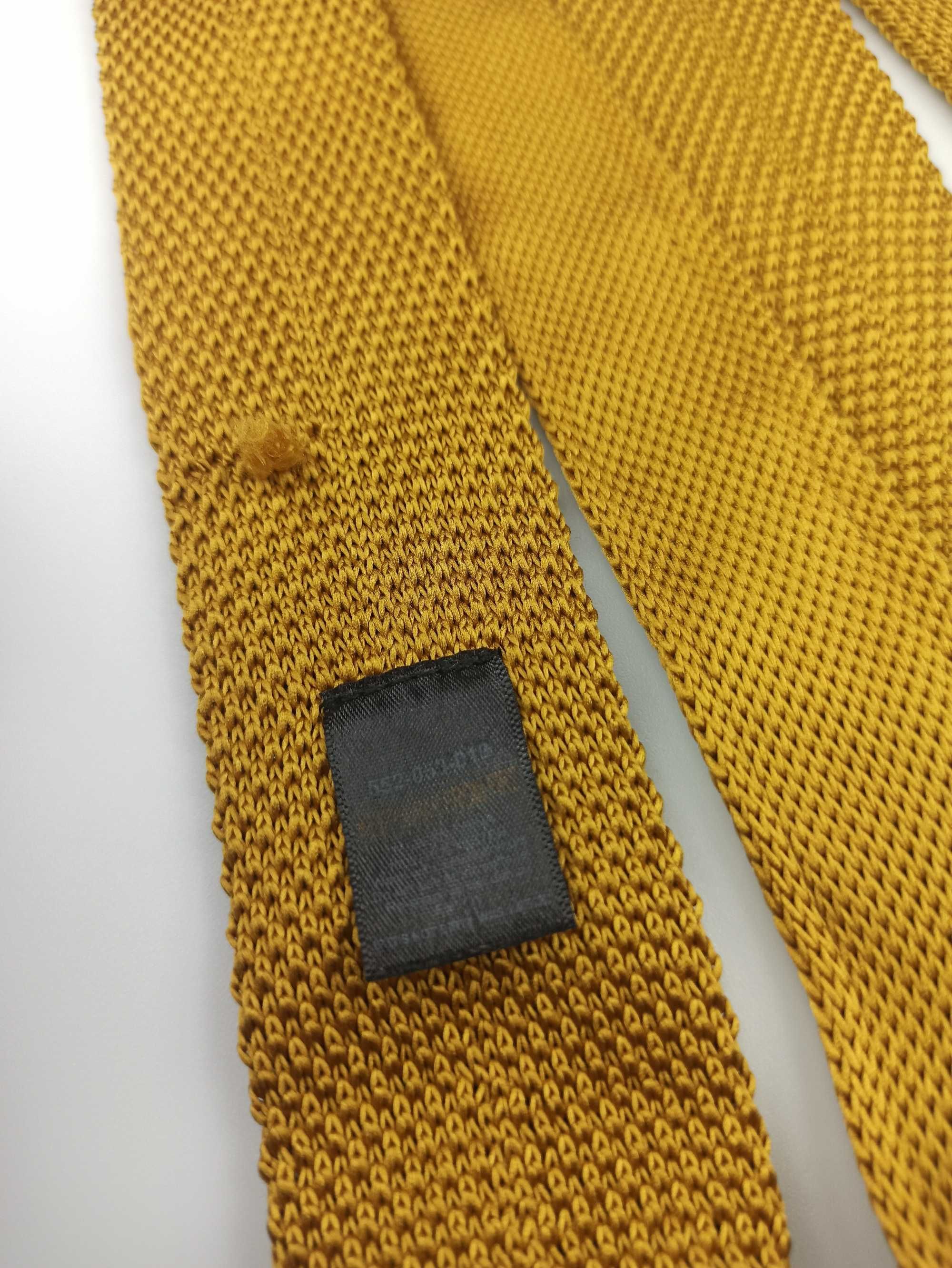 Next brązowy musztardowy krawat knit f28