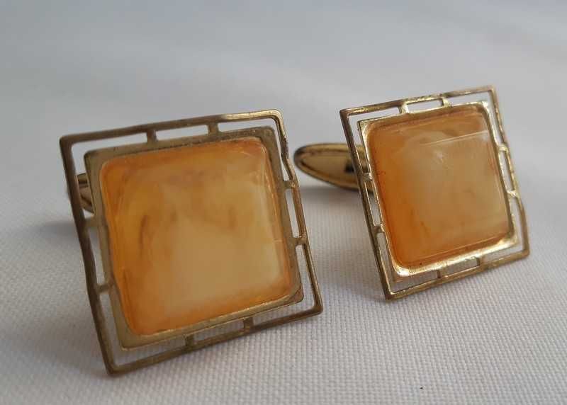 Запонки янтарные бижутерия винтаж СССР