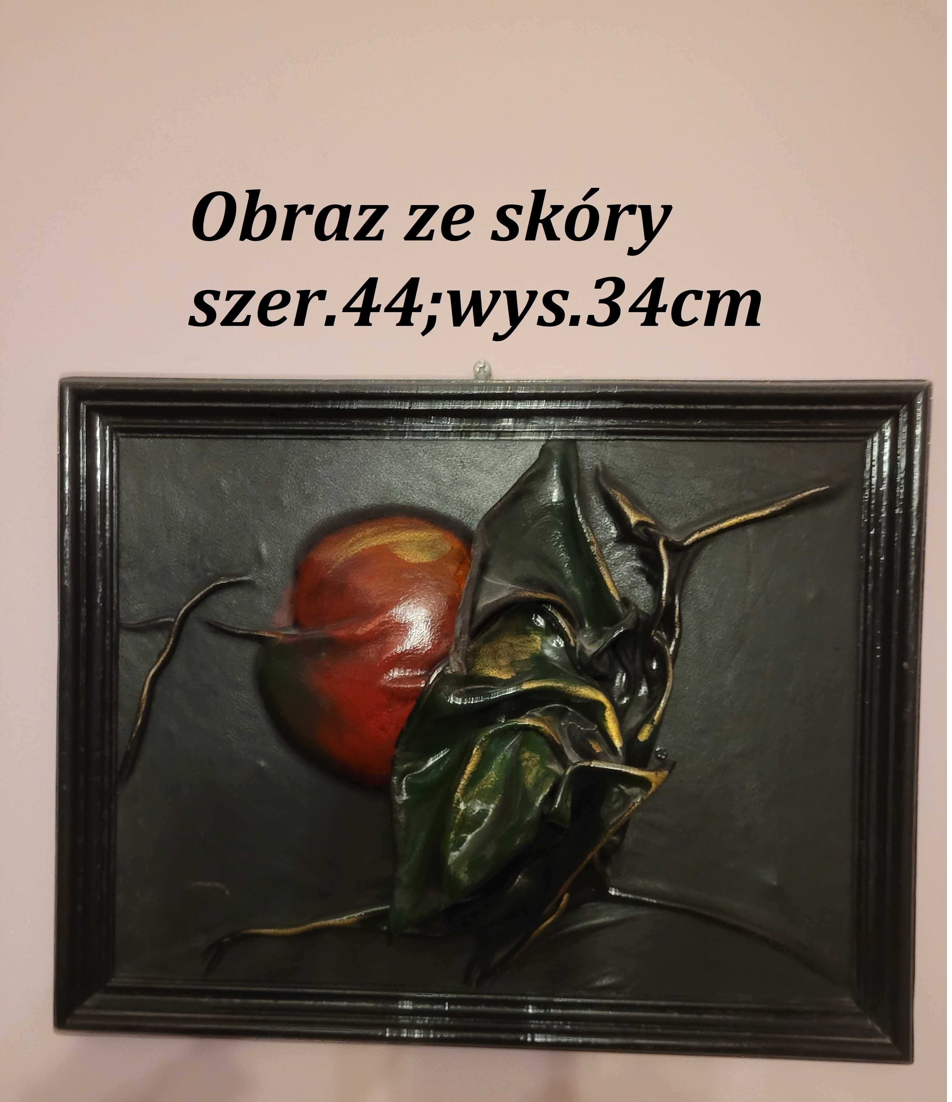 Ozdoby ścienne,obrazyze skóry,talerze z drewna