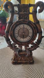 Zegar drewno z elementami mosiądzu