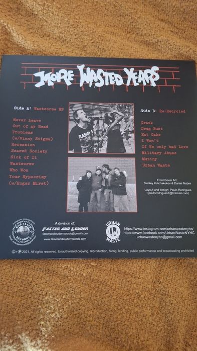 Urban waste more wasted years Lp punk hardcore judge cromags warzone