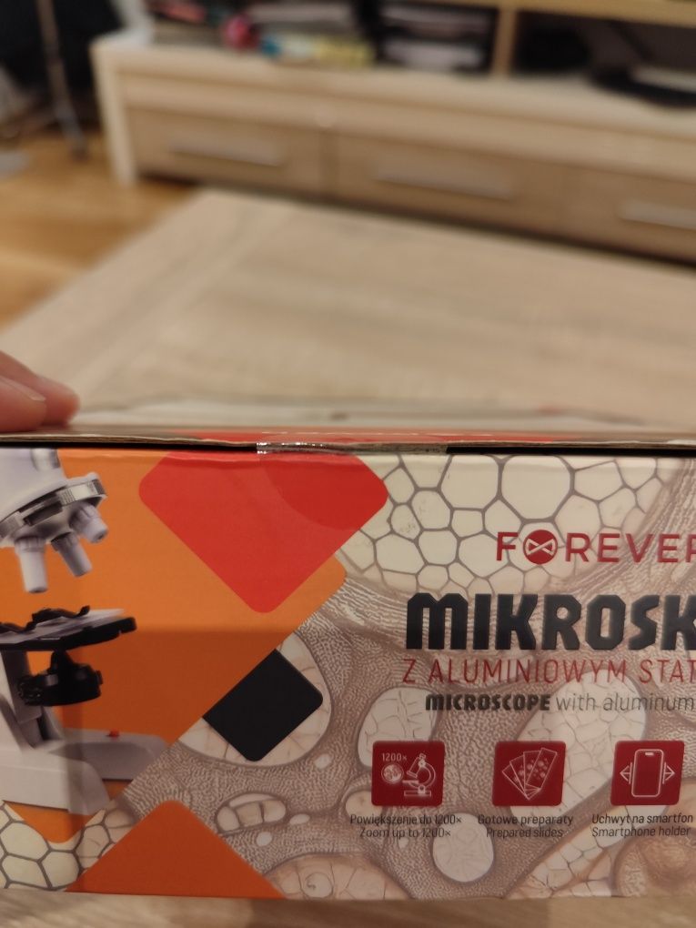 Mikroskop z aluminiowym statywem zoom x1200 preparaty gotowe +zestaw