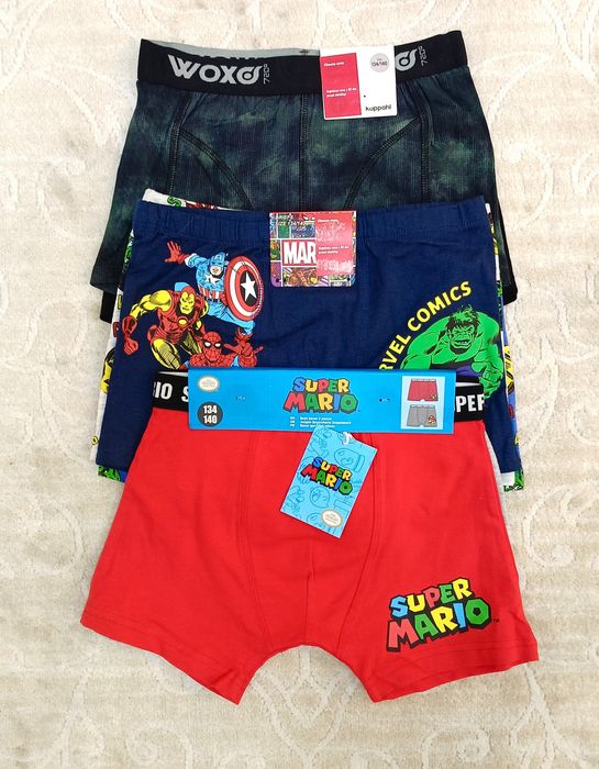 Bokserki majtki (7szt.) KAPPAHL, MARVEL, SUPER MARIO r.134/140 (NOWE)