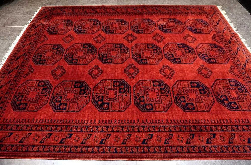 Grande Tapete AFEGÂO - padrão BOKHARA - Lã s/ Algodão c/ 300cm x 245cm