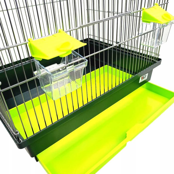 Klatka dla ptaków 60 cm ocynk – 2 karmniki, szuflada, 1 cm