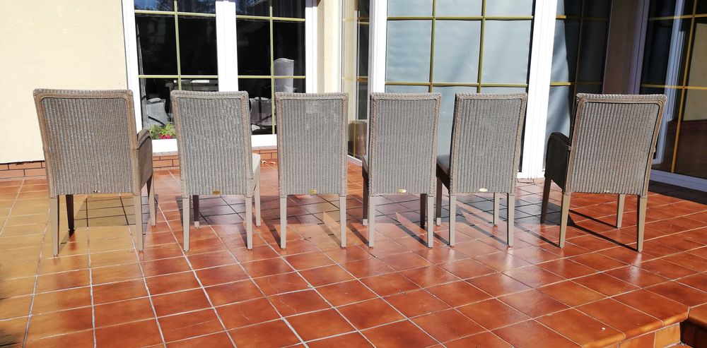 krzesło fotel rattanowe komplet Lloyd Loom 6 sztuk fotelik stół komoda