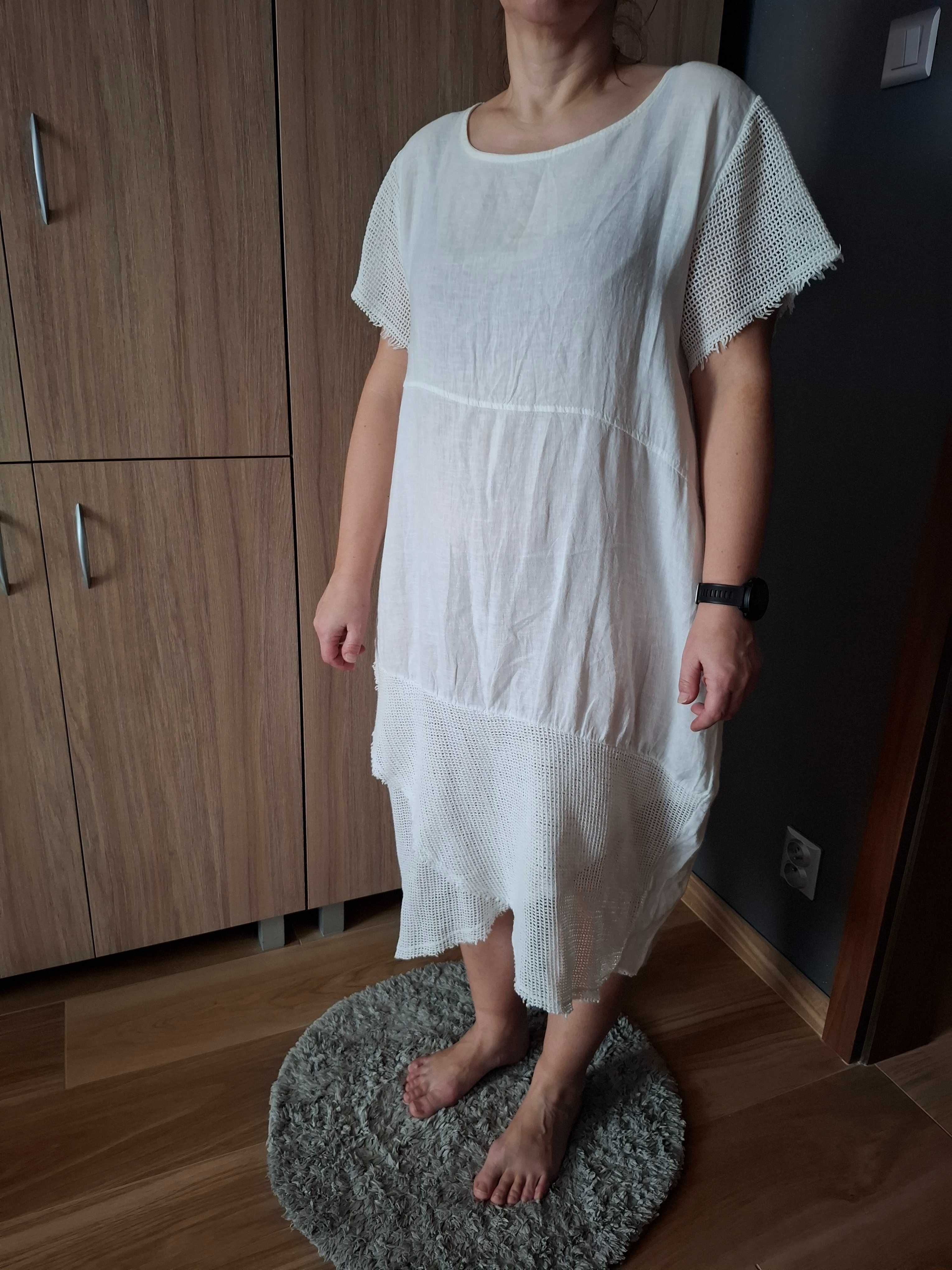 Lniana 100 % lnu letnia sukienka uni firmy Minouu Przybylska Jordanov