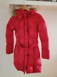 Casaco de inverno vermelho rosa com capuz para criança