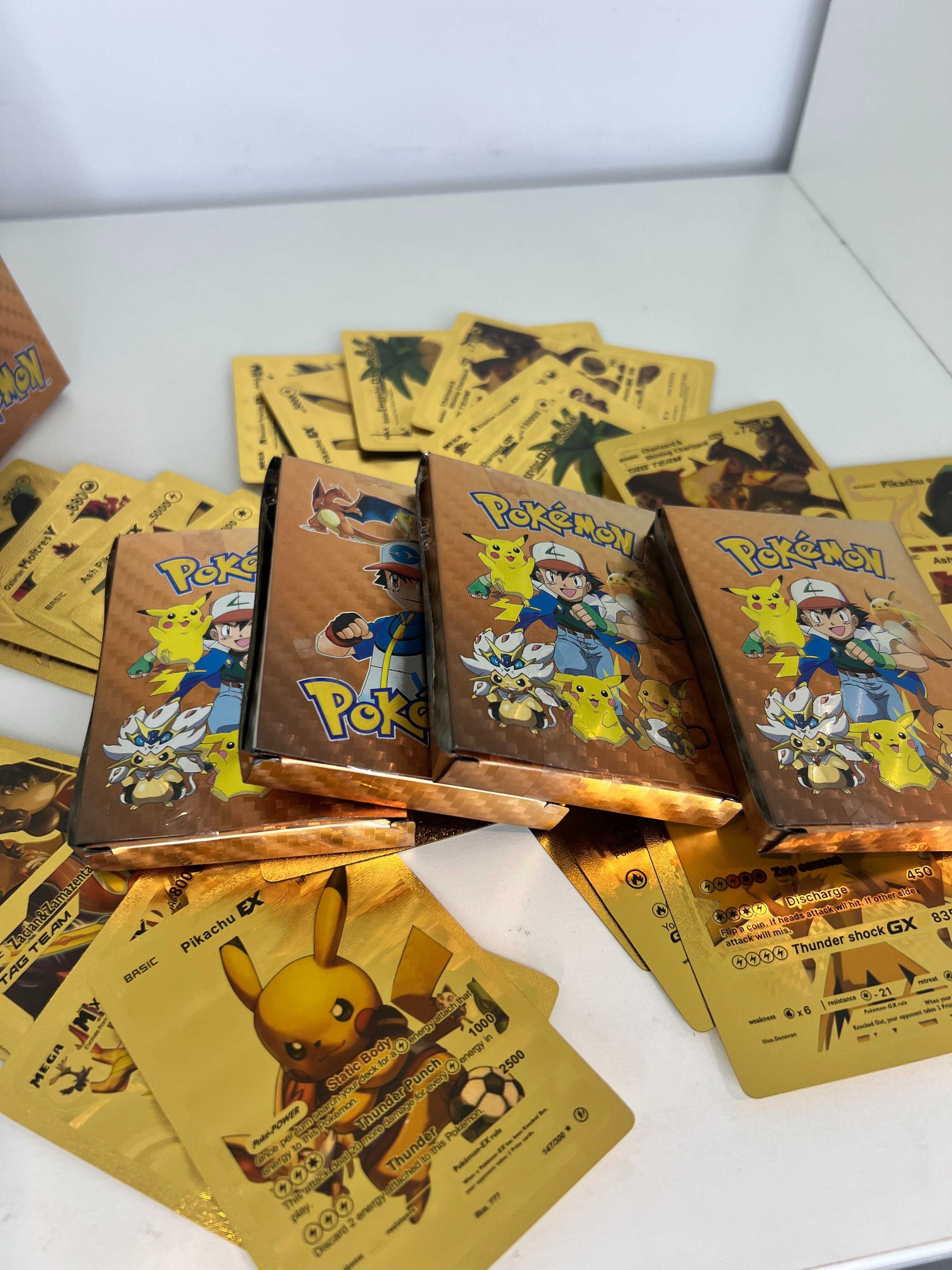 Metalizowane Karty Pokemon Pikachu Wysokie HP Pikaczu Złote Gold