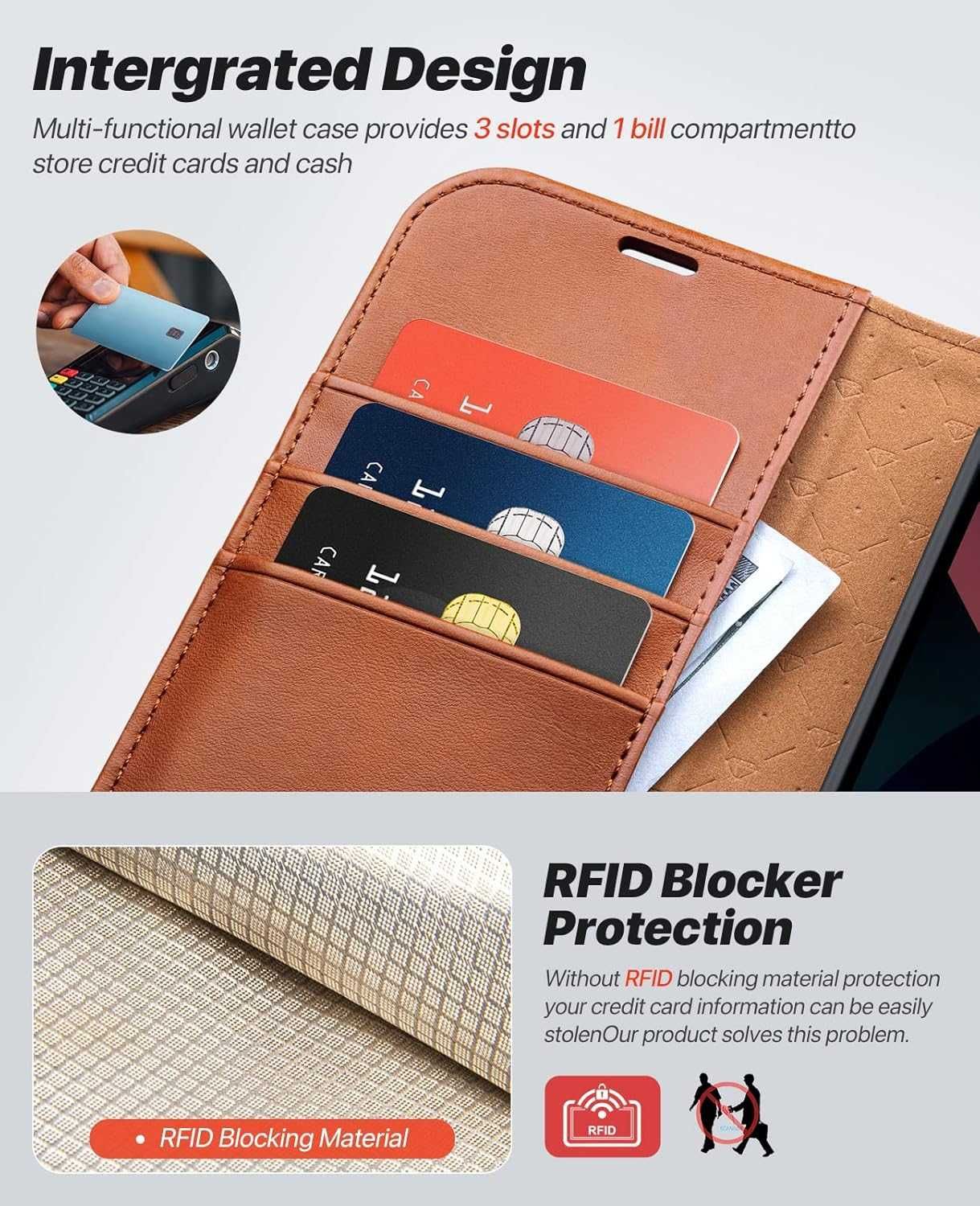 OCASE etui skórzane do iPhone 13 iPhone 14 brązowe stojak 2w1 magsafe