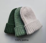 Wełniana czapka 100% wełna ciepla handmade vintage